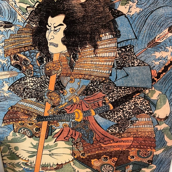 Shimamura Riding Giant Crabs Japanese Print (1844) Kuniyoshi Ukiyoe Samurai Art - Picture 3 of 3